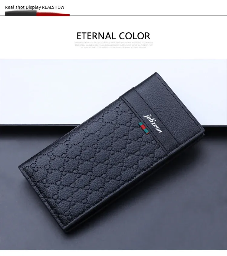 Men's Long Slim Leather Wallet Multiple Card Slots Ultra-Thin Financial Wallet Men's Wallet Lightweight Synthetic Fiber Lining display picture 6