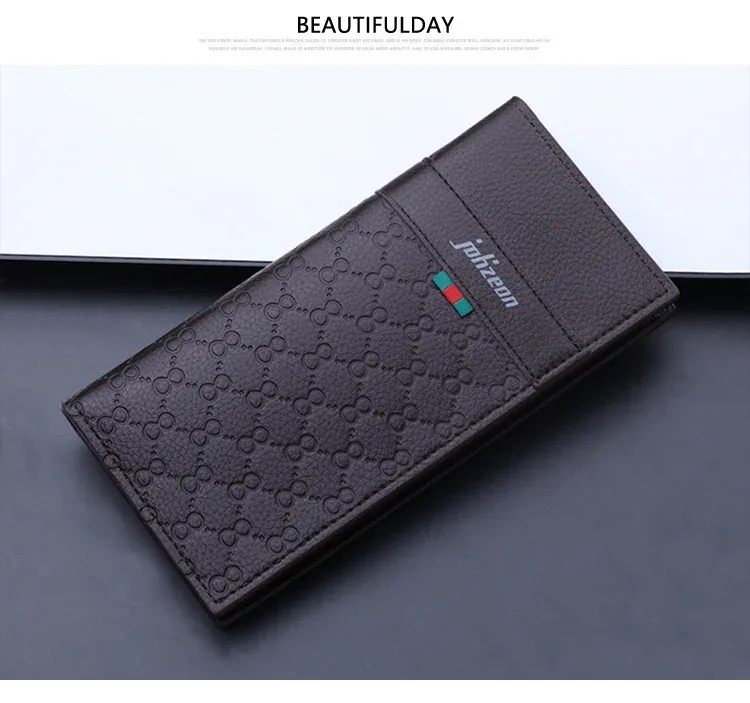 Men's Long Slim Leather Wallet Multiple Card Slots Ultra-Thin Financial Wallet Men's Wallet Lightweight Synthetic Fiber Lining display picture 7