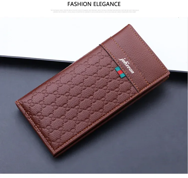 Men's Long Slim Leather Wallet Multiple Card Slots Ultra-Thin Financial Wallet Men's Wallet Lightweight Synthetic Fiber Lining display picture 8