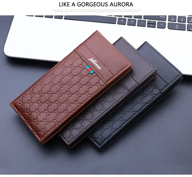 Men's Long Slim Leather Wallet Multiple Card Slots Ultra-Thin Financial Wallet Men's Wallet Lightweight Synthetic Fiber Lining display picture 9