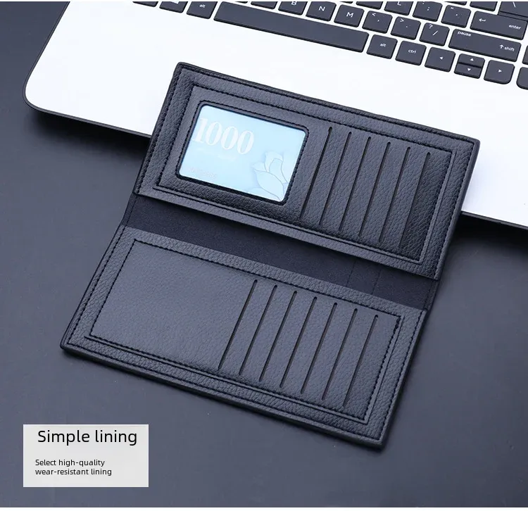 Men's Long Slim Leather Wallet Multiple Card Slots Ultra-Thin Financial Wallet Men's Wallet Lightweight Synthetic Fiber Lining display picture 10