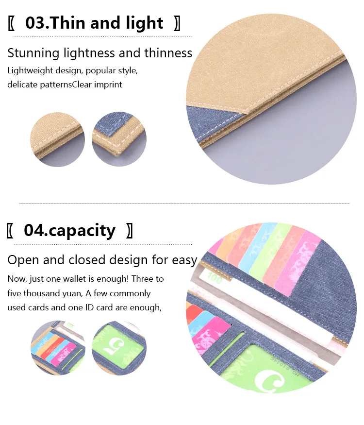 Men's Long Canvas Wallet Can Be Customized Card Holder Two-in-One Ticket Holder Denim Fabric Geometric Pattern Simple Style Lightweight display picture 6