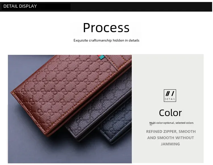 Men's Long Slim Leather Wallet Multiple Card Slots Ultra-Thin Financial Wallet Men's Wallet Lightweight Synthetic Fiber Lining display picture 11