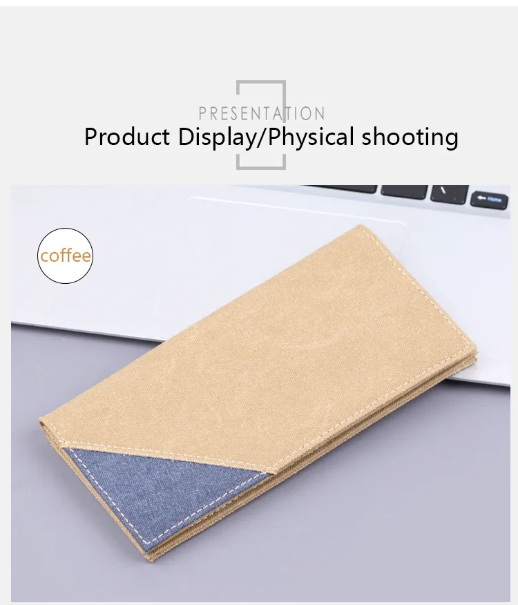 Men's Long Canvas Wallet Can Be Customized Card Holder Two-in-One Ticket Holder Denim Fabric Geometric Pattern Simple Style Lightweight display picture 7