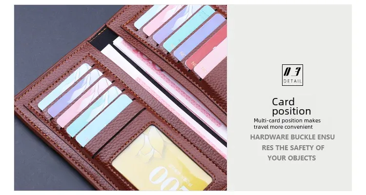 Men's Long Slim Leather Wallet Multiple Card Slots Ultra-Thin Financial Wallet Men's Wallet Lightweight Synthetic Fiber Lining display picture 13