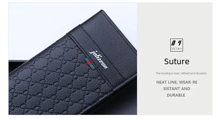 Men's Long Slim Leather Wallet Multiple Card Slots Ultra-Thin Financial Wallet Men's Wallet Lightweight Synthetic Fiber Lining display picture 14