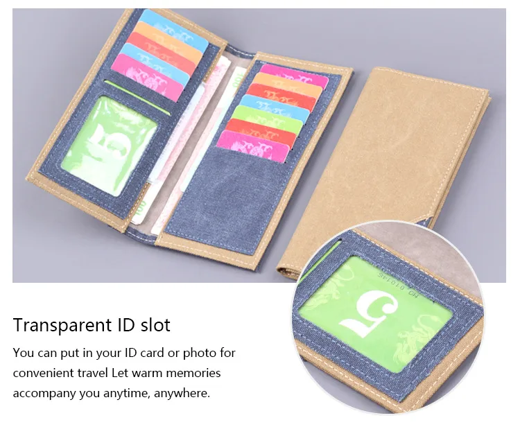 Men's Long Canvas Wallet Can Be Customized Card Holder Two-in-One Ticket Holder Denim Fabric Geometric Pattern Simple Style Lightweight display picture 13