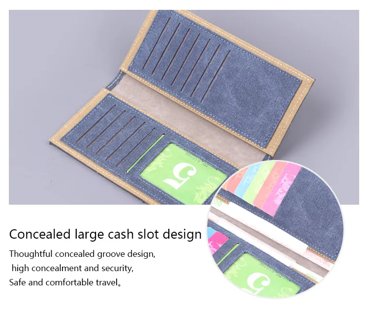 Men's Long Canvas Wallet Can Be Customized Card Holder Two-in-One Ticket Holder Denim Fabric Geometric Pattern Simple Style Lightweight display picture 14