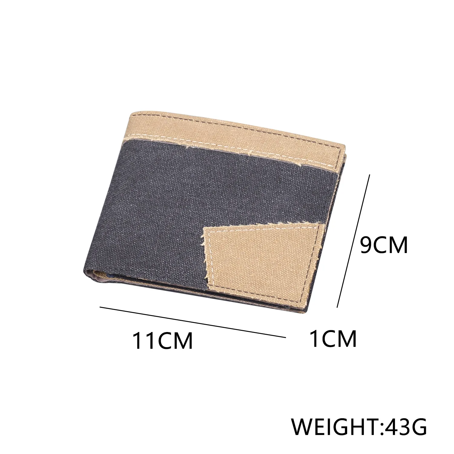 Men's Canvas Wallet Short Leather Clutch Soft Fabric Integrated Design Denim Color Matching Geometric Pattern Retro  Style display picture 5