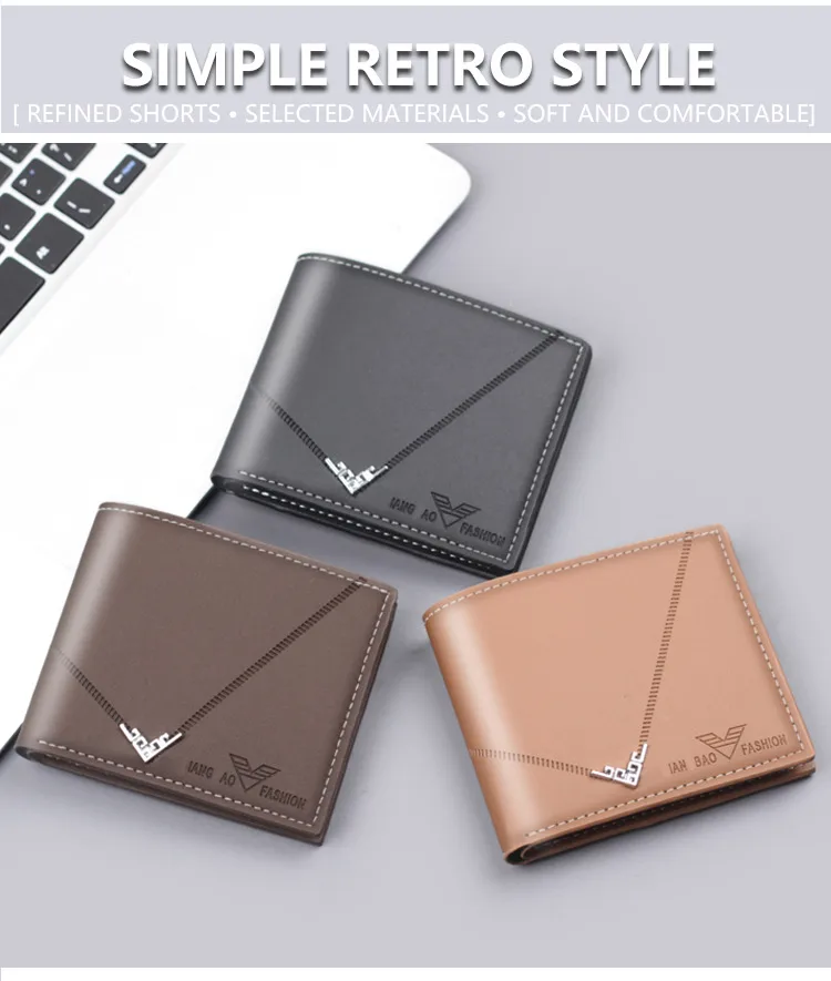 Men's New Short Wallet Business Style Ultra-Light Wear-Resistant Factory Direct Selling Men's Leather Wallet Card Holder display picture 1