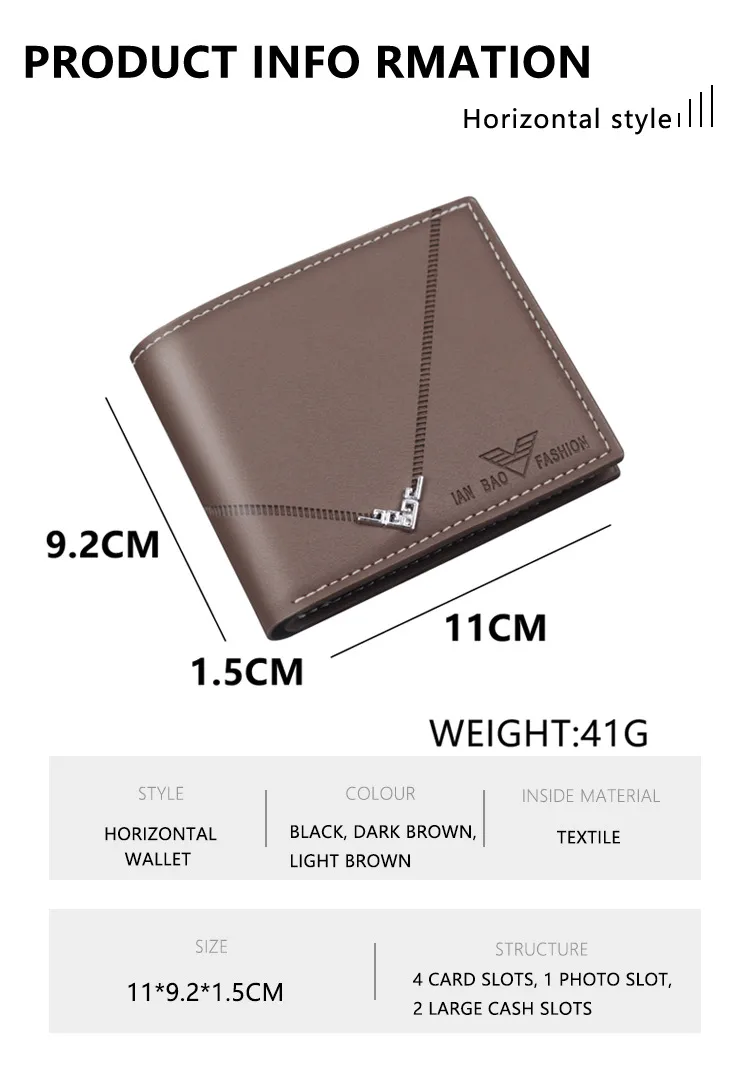 Men's New Short Wallet Business Style Ultra-Light Wear-Resistant Factory Direct Selling Men's Leather Wallet Card Holder display picture 3