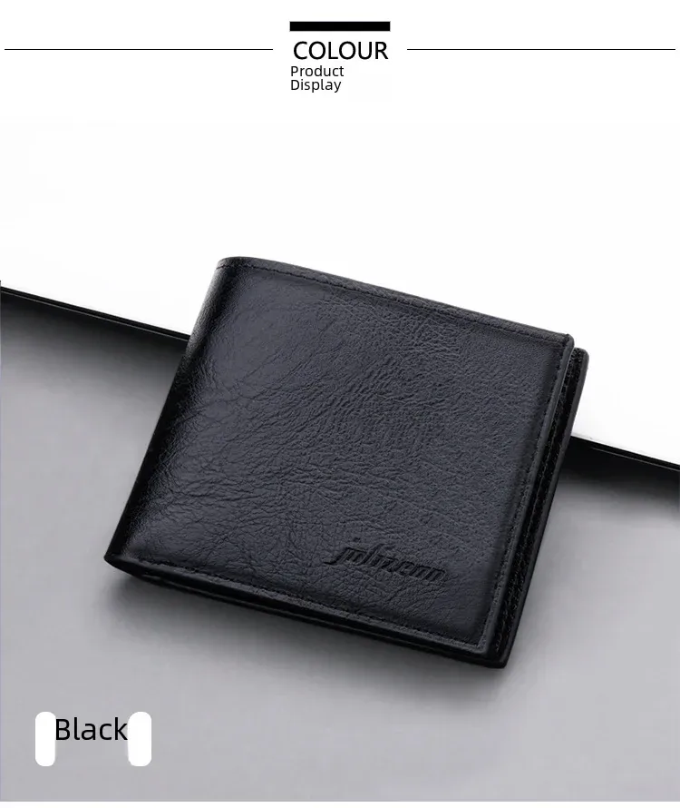 Men's Short Slim Wallet With Zipper Can Hold Driving License Ultrathin And Simple Style Leather Wallet Suitable For Teenagers And College Students display picture 7