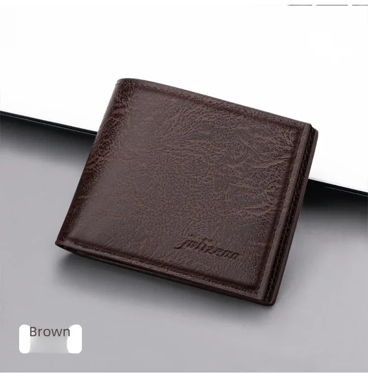 Men's Short Slim Wallet With Zipper Can Hold Driving License Ultrathin And Simple Style Leather Wallet Suitable For Teenagers And College Students display picture 8