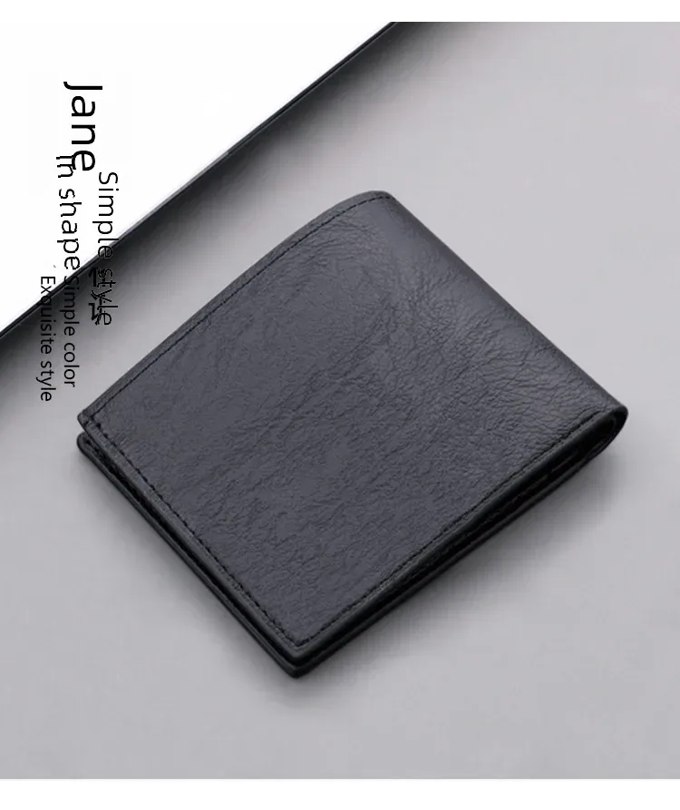 Men's Short Slim Wallet With Zipper Can Hold Driving License Ultrathin And Simple Style Leather Wallet Suitable For Teenagers And College Students display picture 9