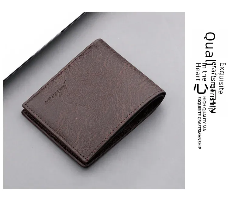 Men's Short Slim Wallet With Zipper Can Hold Driving License Ultrathin And Simple Style Leather Wallet Suitable For Teenagers And College Students display picture 10