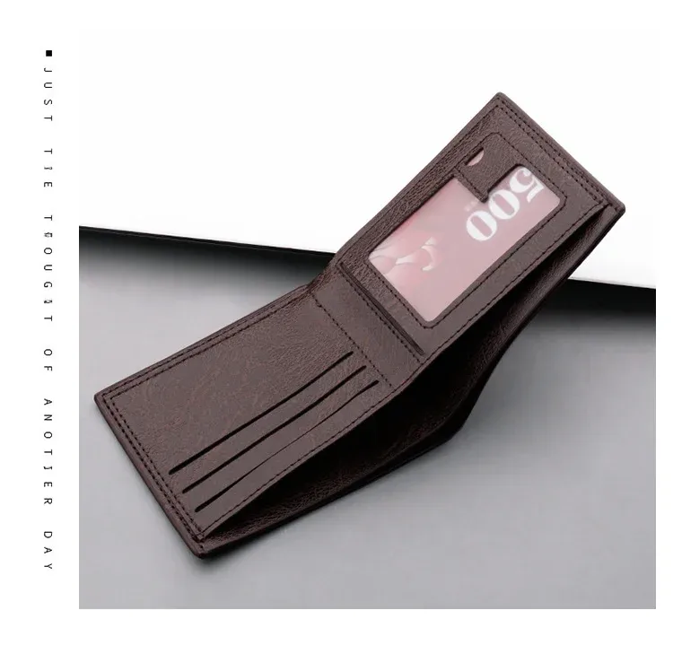 Men's Short Slim Wallet With Zipper Can Hold Driving License Ultrathin And Simple Style Leather Wallet Suitable For Teenagers And College Students display picture 11