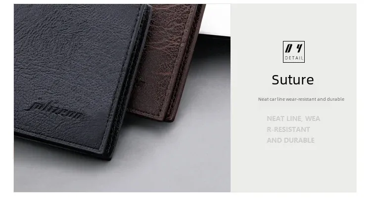 Men's Short Slim Wallet With Zipper Can Hold Driving License Ultrathin And Simple Style Leather Wallet Suitable For Teenagers And College Students display picture 16