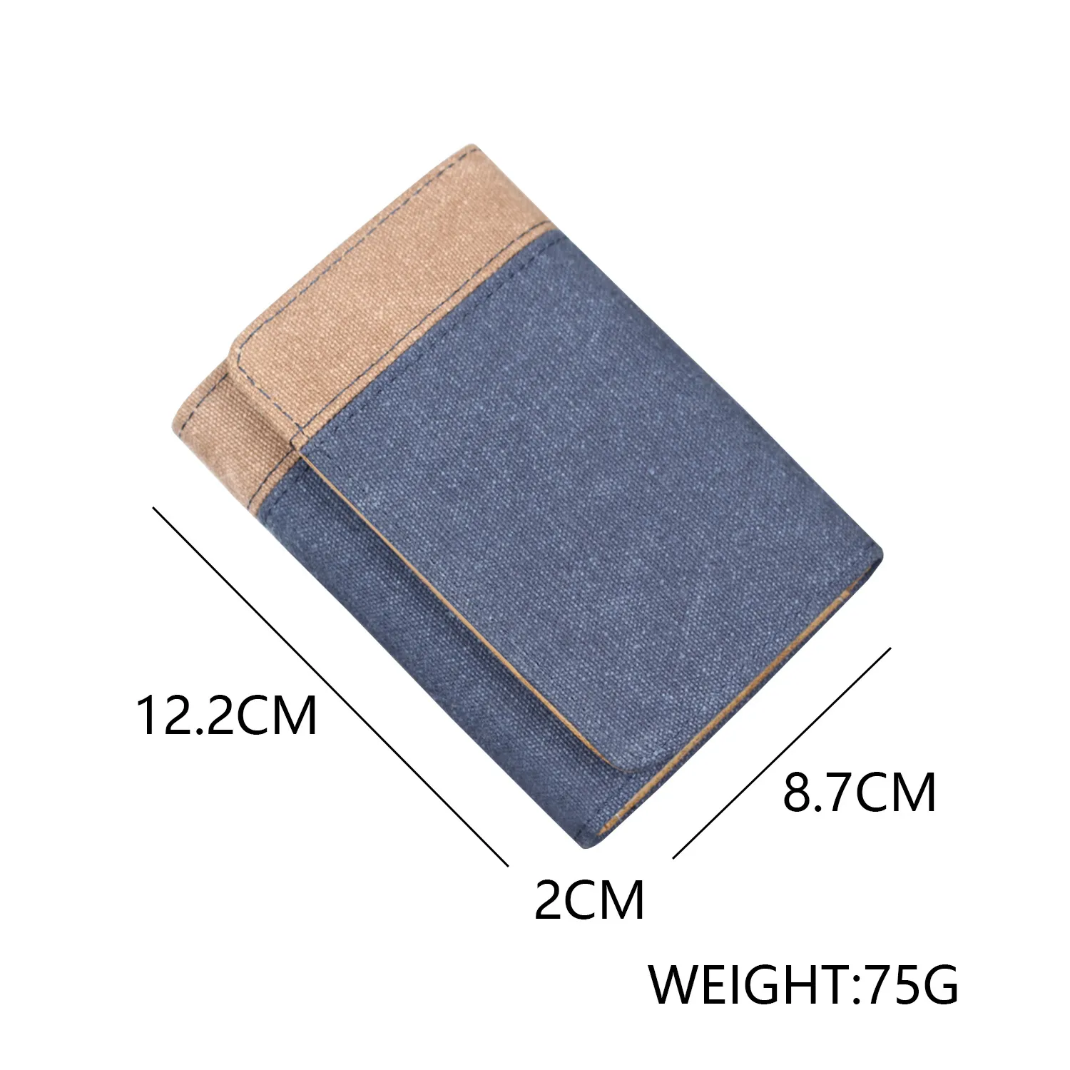 Men's New Wallet Tri-Fold Denim Canvas Large Capacity Leather Clip Canvas Geometric Pattern Inner Pu Ultra-Light Color Matching Edge display picture 19
