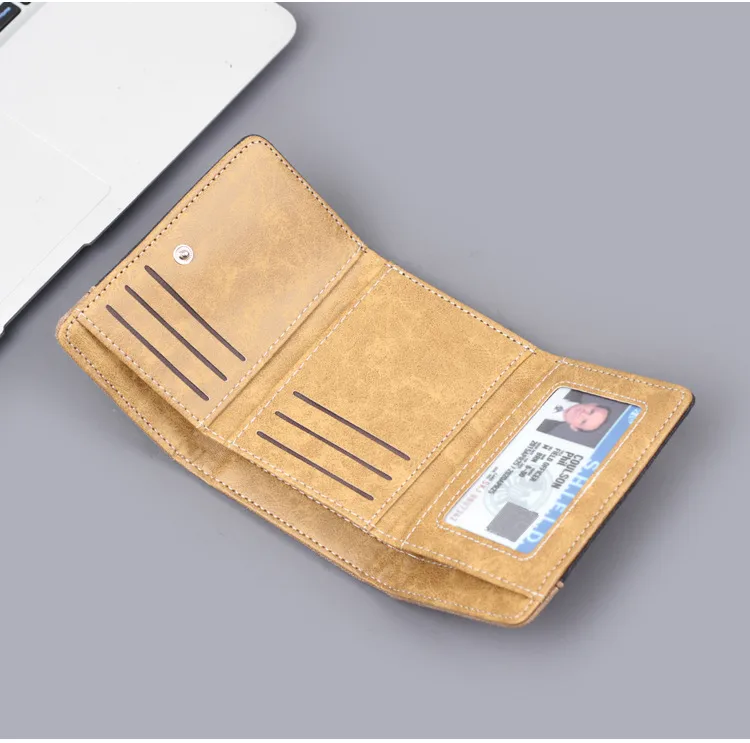 Men's New Wallet Tri-Fold Denim Canvas Large Capacity Leather Clip Canvas Geometric Pattern Inner Pu Ultra-Light Color Matching Edge display picture 5