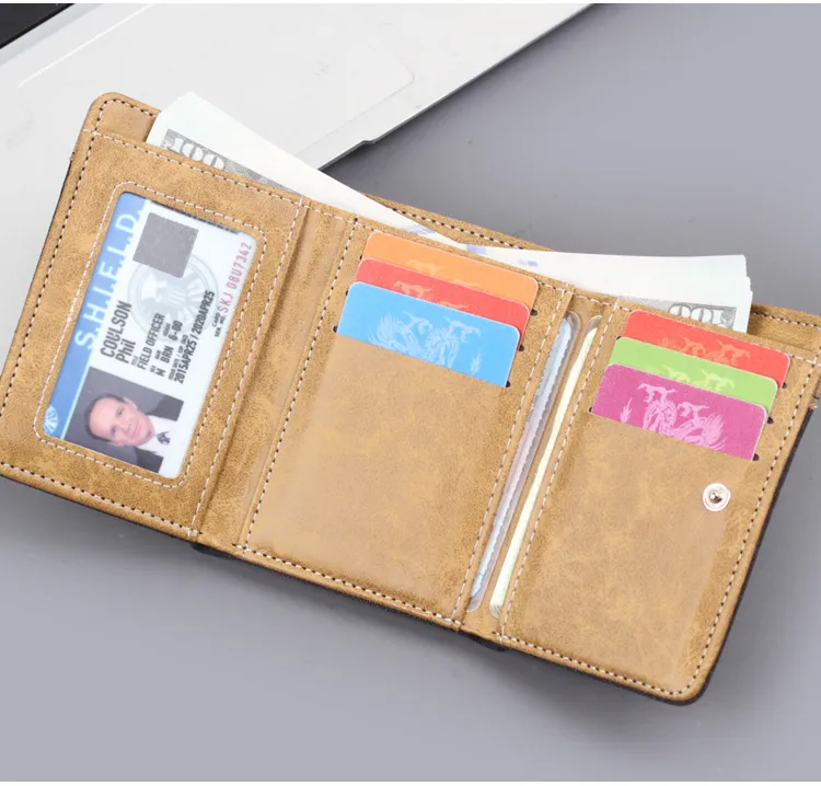 Men's New Wallet Tri-Fold Denim Canvas Large Capacity Leather Clip Canvas Geometric Pattern Inner Pu Ultra-Light Color Matching Edge display picture 13