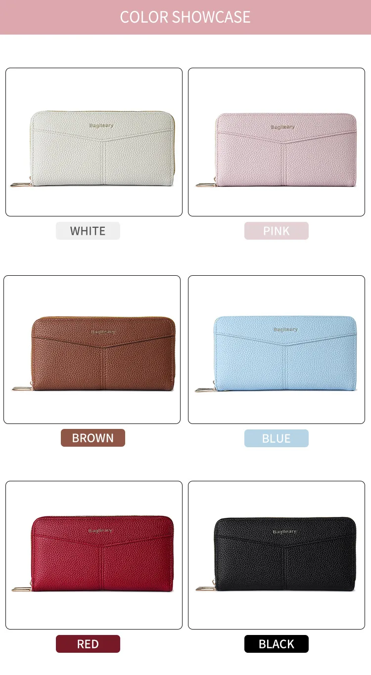 Double Zipper Large Capacity Women's Wallet Simple Long Multiple Card Slots Lychee Pattern Handbag Fashion Wallet display picture 5