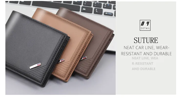 Men's New Business Wallet Factory Direct Sales Leather Card Bag Ultralight Geometric Pattern Elite Style Men's Wallet display picture 17