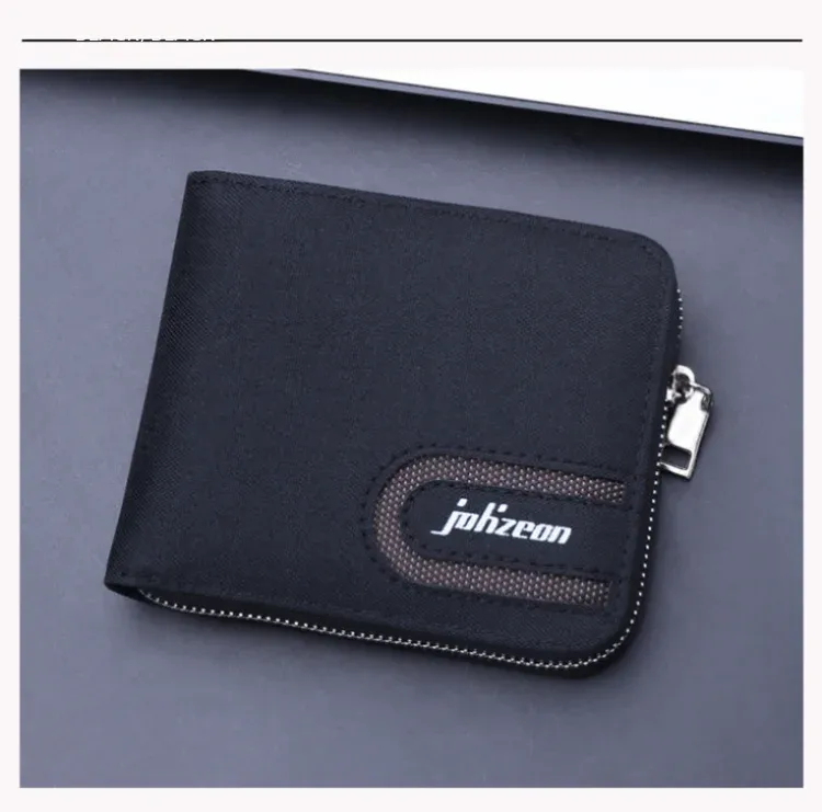 Men's Short Zip Canvas Wallet Vintage Oxford Cloth Simple Fashion Multi-Card-Slot Geometric Pattern Expandable Wallet display picture 8