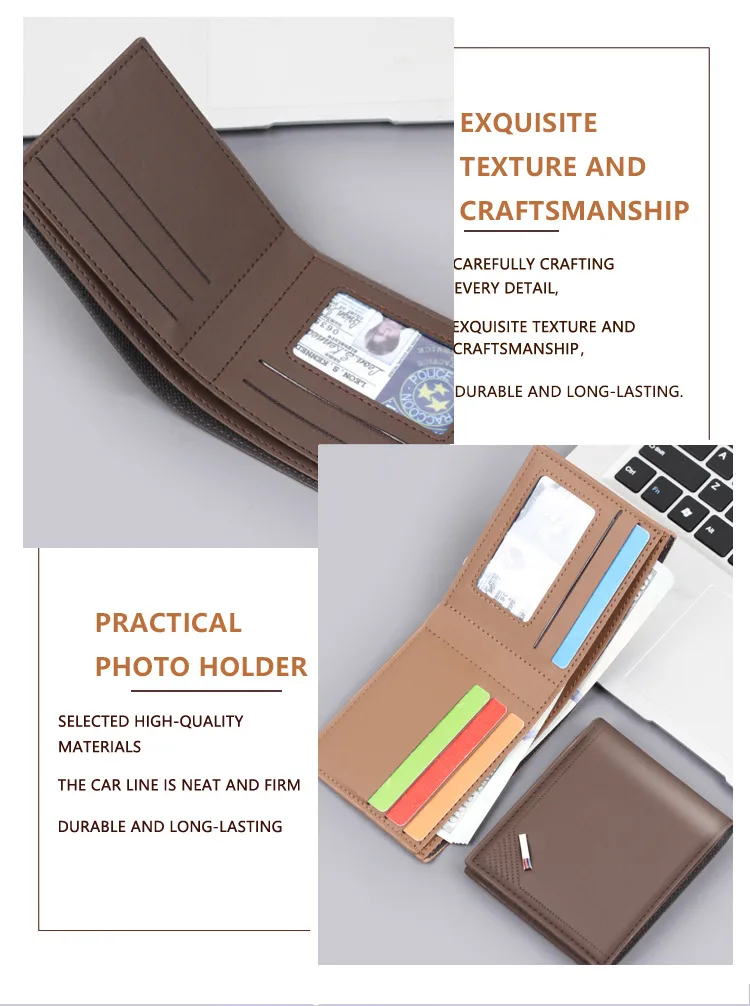 Men's New Business Wallet Factory Direct Sales Leather Card Bag Ultralight Geometric Pattern Elite Style Men's Wallet display picture 18