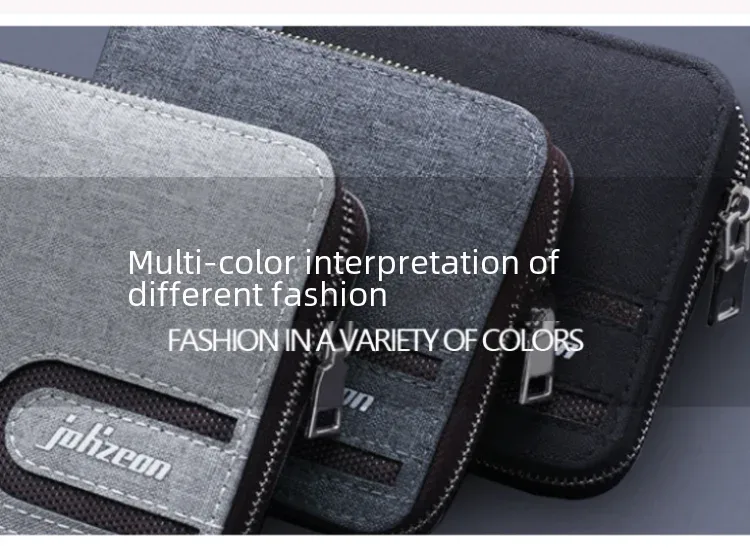 Men's Short Zip Canvas Wallet Vintage Oxford Cloth Simple Fashion Multi-Card-Slot Geometric Pattern Expandable Wallet display picture 9