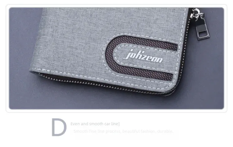 Men's Short Zip Canvas Wallet Vintage Oxford Cloth Simple Fashion Multi-Card-Slot Geometric Pattern Expandable Wallet display picture 16
