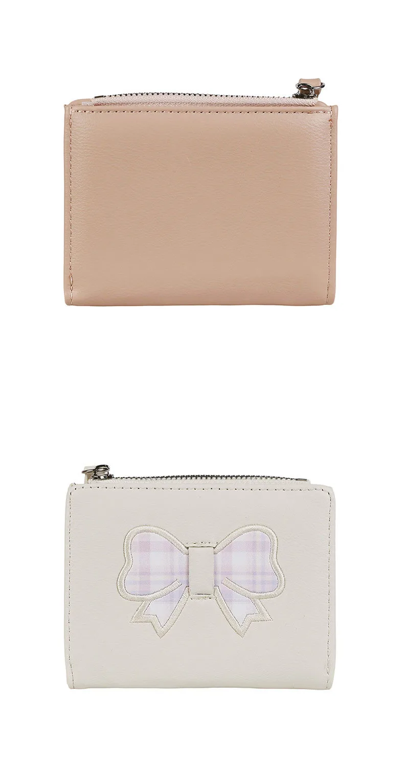 Fashion Bowknot Wallet Women's Short Cute PU Leather Multifunctional Bifold Zipper Coin Purse Sweet Cartoon display picture 4