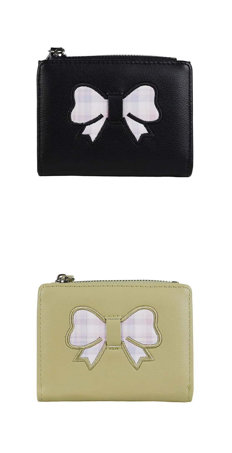 Fashion Bowknot Wallet Women's Short Cute PU Leather Multifunctional Bifold Zipper Coin Purse Sweet Cartoon display picture 5