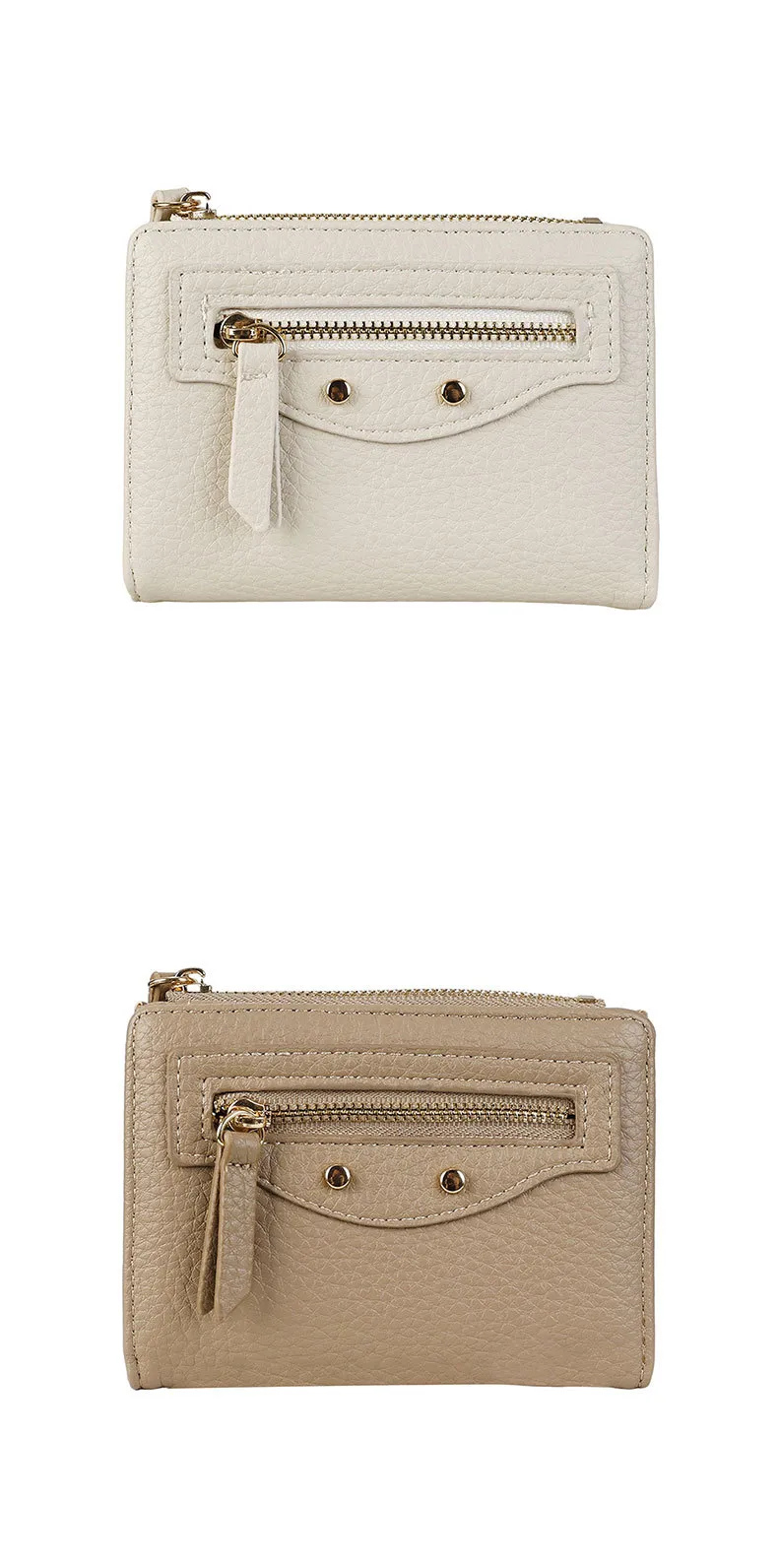New Women's Short Portable Rivet Litchi Pattern Coin Purse Mini Wallet Small Fashion PU Leather Simple Style Lightweight display picture 8