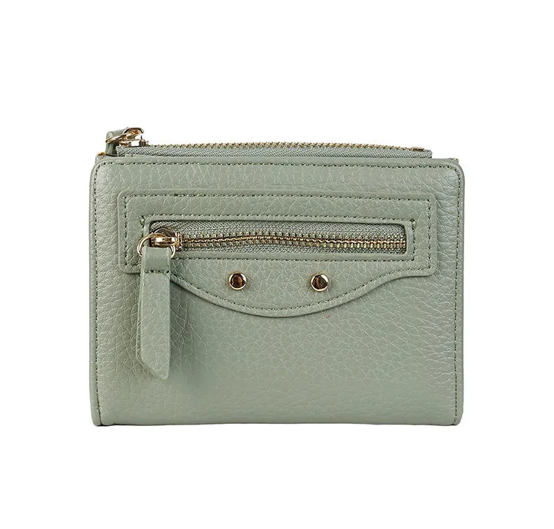 New Women's Short Portable Rivet Litchi Pattern Coin Purse Mini Wallet Small Fashion PU Leather Simple Style Lightweight display picture 9