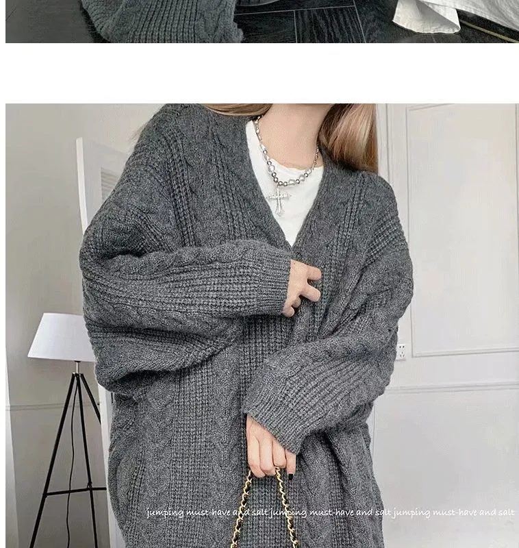 Universal Long Knitted Cardigan Women's Loose Slim Jacket Knee-Length Spring And Autumn New Casual And Comfortable display picture 2