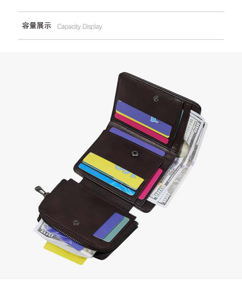 Men's Short Business Wallet Vintage PU Leather Multiple Card Slots Wallet Fashion Durable Suitable For Daily Use Street Style High Street Style display picture 4