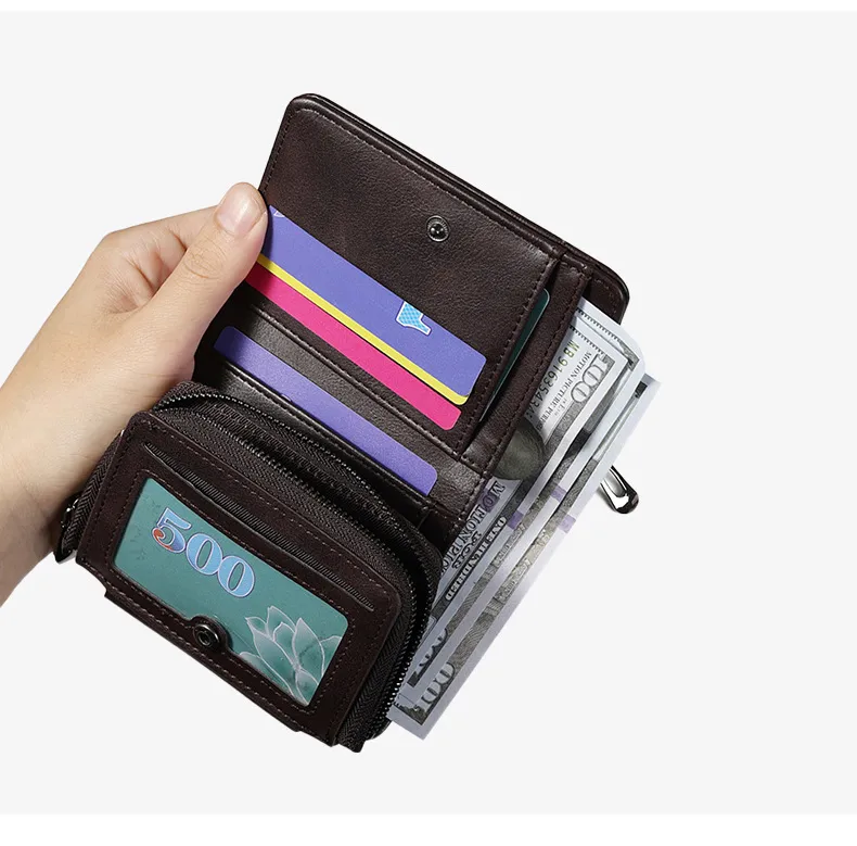 Men's Short Business Wallet Vintage PU Leather Multiple Card Slots Wallet Fashion Durable Suitable For Daily Use Street Style High Street Style display picture 5