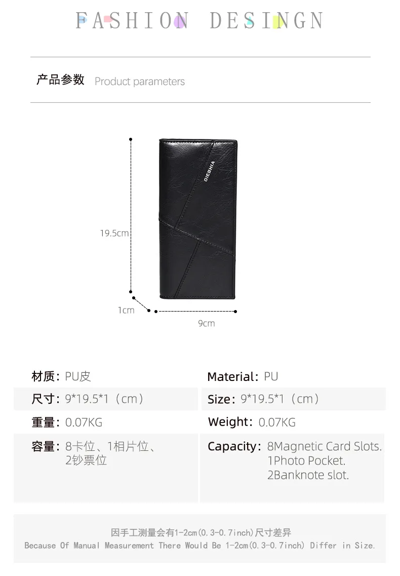 Men's Retro Long Slim Wallet Large Capacity Fashion Polyester Lining Material PU Leather Ultra Light Multifunctional Suit Bag display picture 2