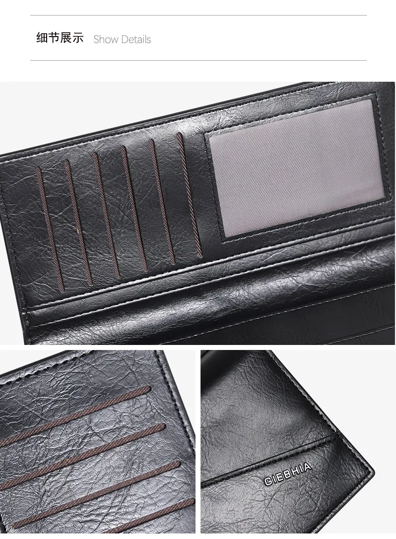 Men's Retro Long Slim Wallet Large Capacity Fashion Polyester Lining Material PU Leather Ultra Light Multifunctional Suit Bag display picture 3