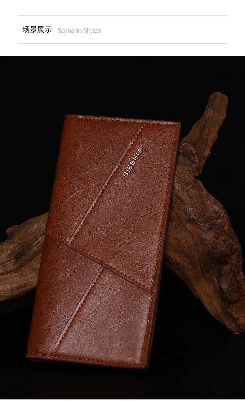 Men's Retro Long Slim Wallet Large Capacity Fashion Polyester Lining Material PU Leather Ultra Light Multifunctional Suit Bag display picture 5