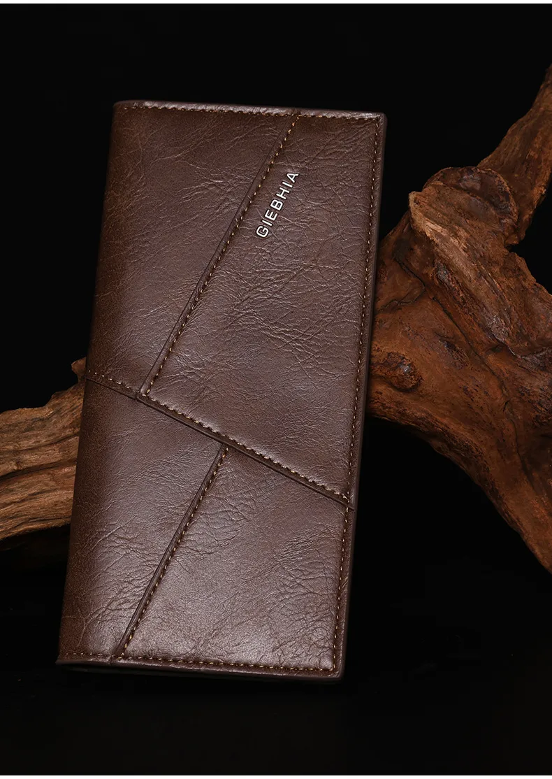 Men's Retro Long Slim Wallet Large Capacity Fashion Polyester Lining Material PU Leather Ultra Light Multifunctional Suit Bag display picture 6