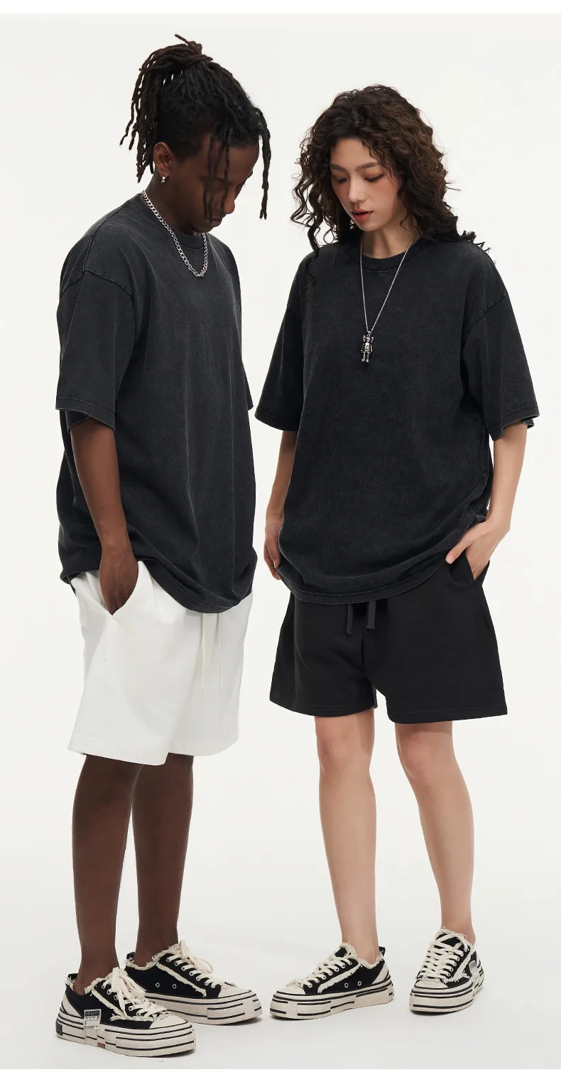 Men's Washed Cotton Short Sleeve T-shirt Loose Cultural Shirt American Style Half Sleeve Snowflake Wax Dyeing Pure Cotton T-shirt display picture 6
