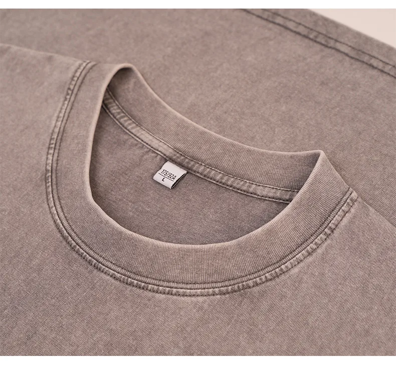 Men's Washed Cotton Short Sleeve T-shirt Loose Cultural Shirt American Style Half Sleeve Snowflake Wax Dyeing Pure Cotton T-shirt display picture 14