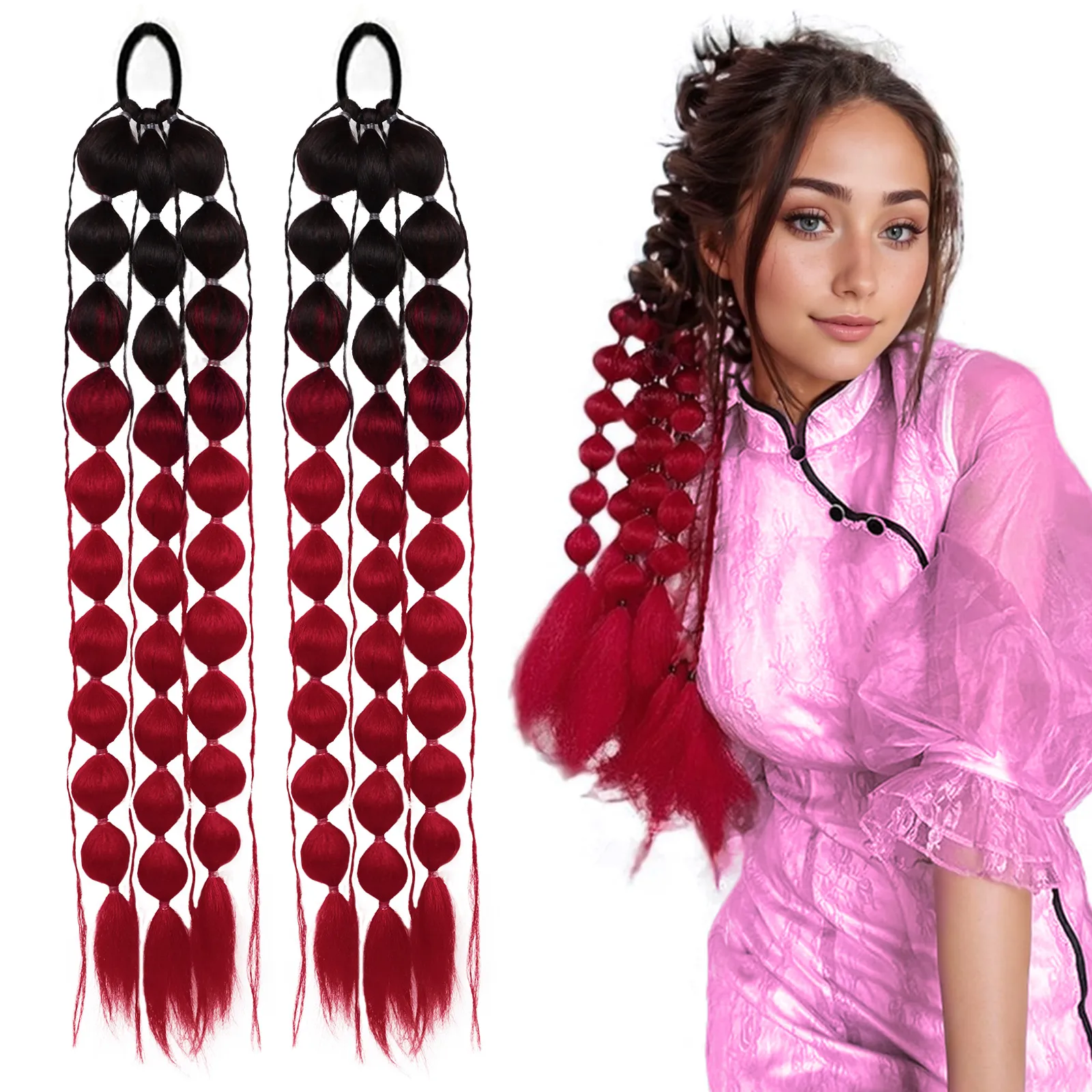 Handmade Knitting Lantern Bubble Braid Wig For Men And Women High Temperature Silk Material display picture 5