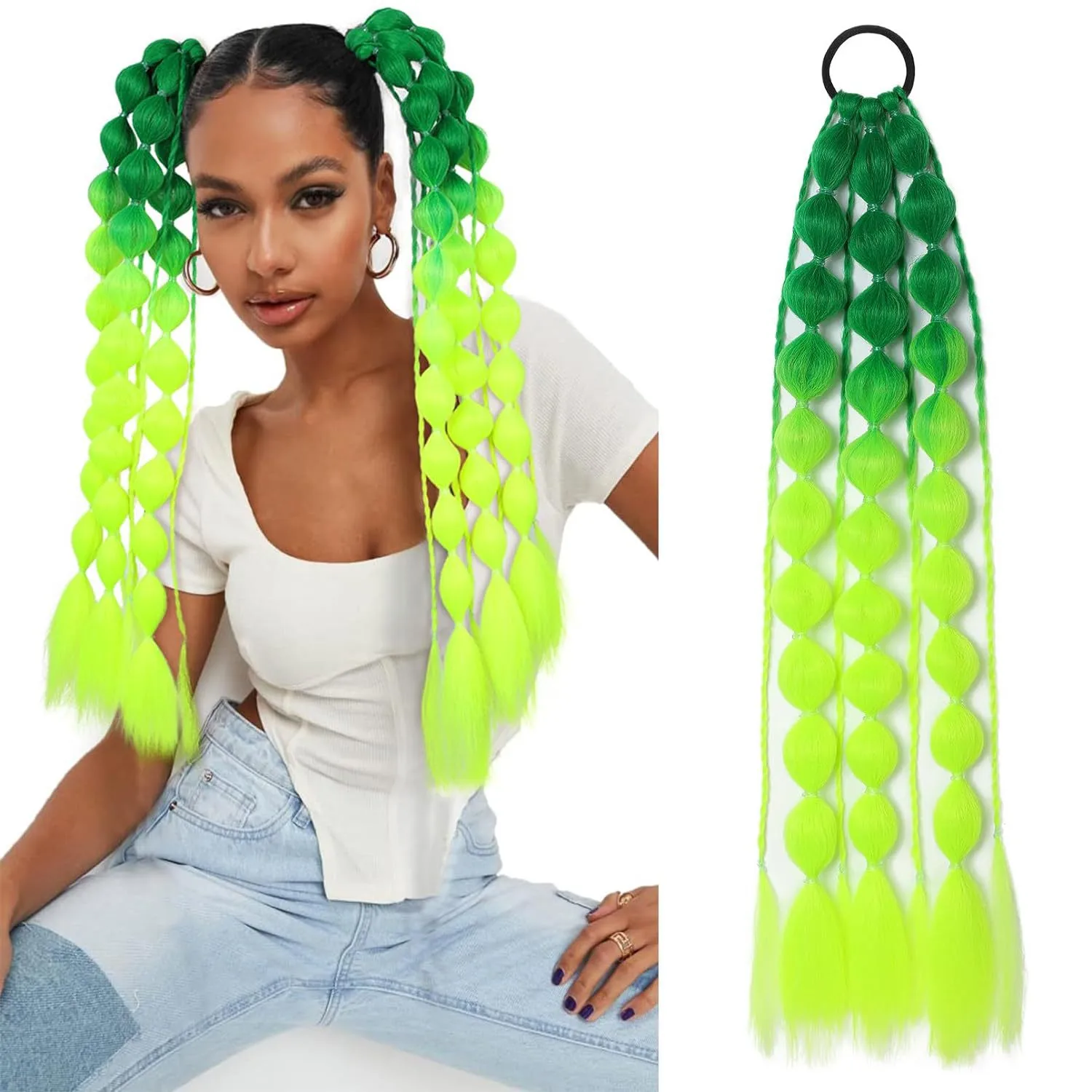 Handmade Knitting Lantern Bubble Braid Wig For Men And Women High Temperature Silk Material display picture 8