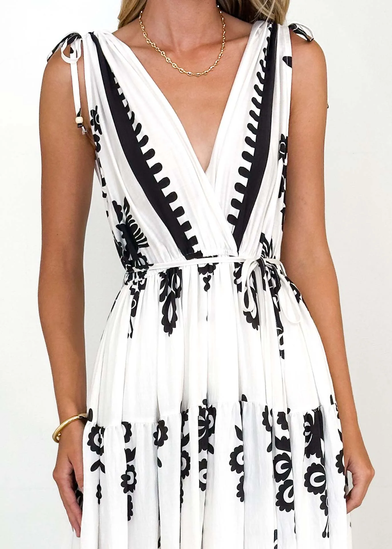 Summer New  Printed V-neck Waist-Slimming Long Dress Women's Dress Floral Pattern 3D Design Polyester Fabric Short Sleeve A- Line Skirt Loose Waist display picture 7