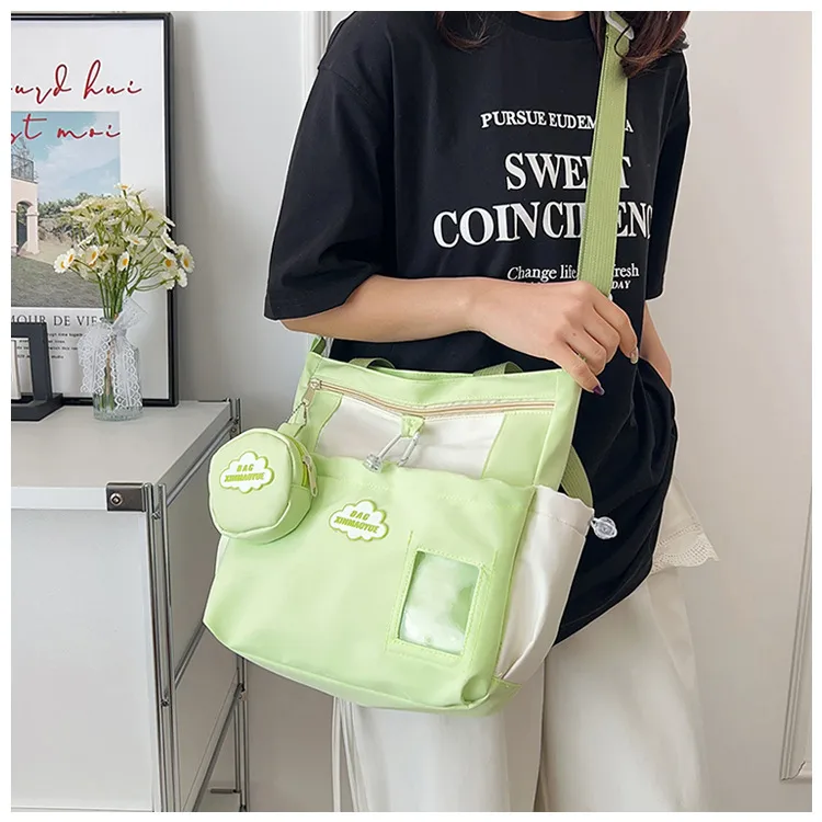 Fashion Style Large Capacity Handbag Summer Trendy Crossbody Shoulder Bag Ladies Students With Nylon Material Zipper Closure display picture 1