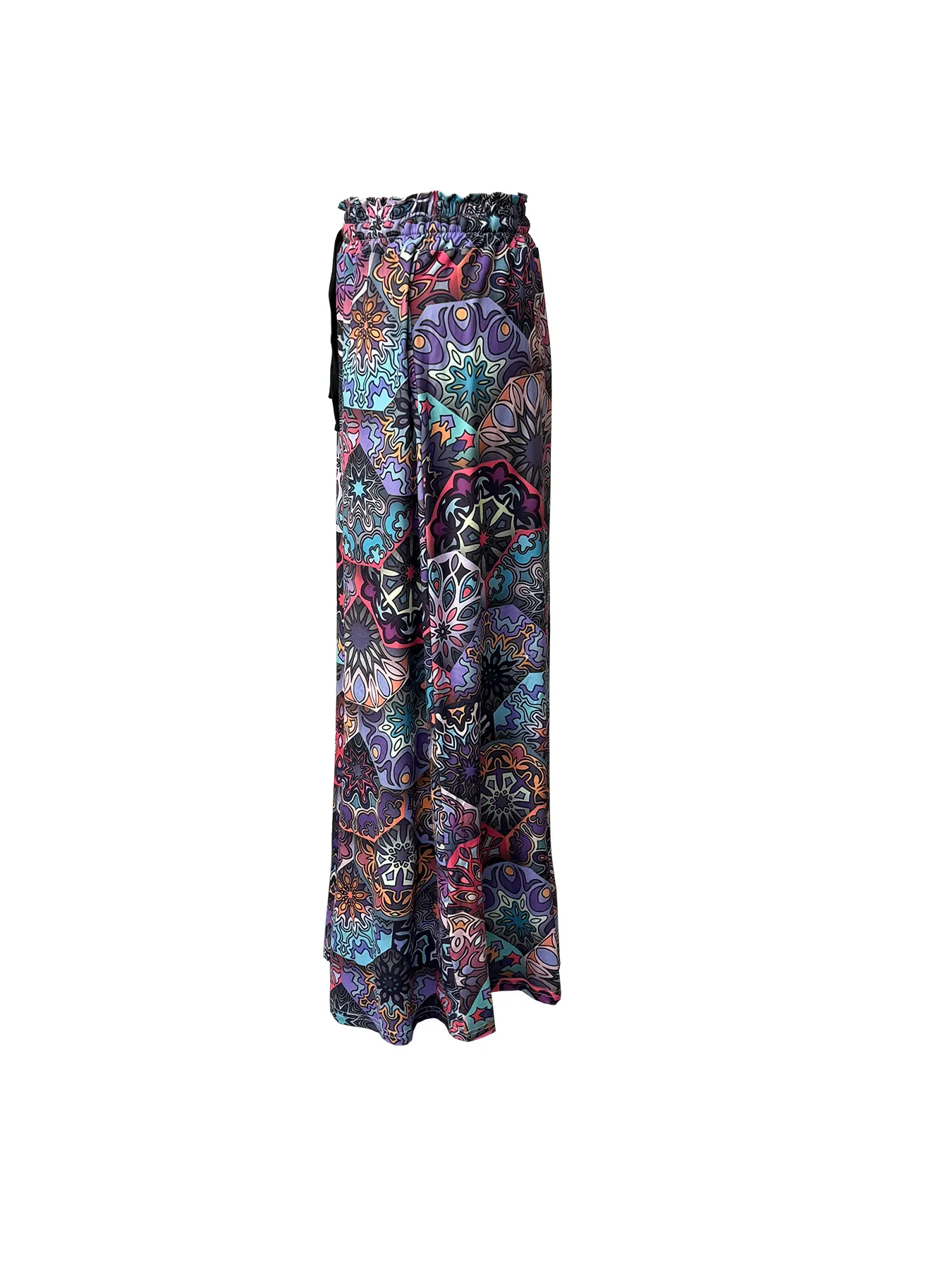 Casual Style Loose Bohemian Wide Leg Pants Women's Digital Printing Feather Pattern Skirt Elastic Waist Pleated Mini Dress display picture 8