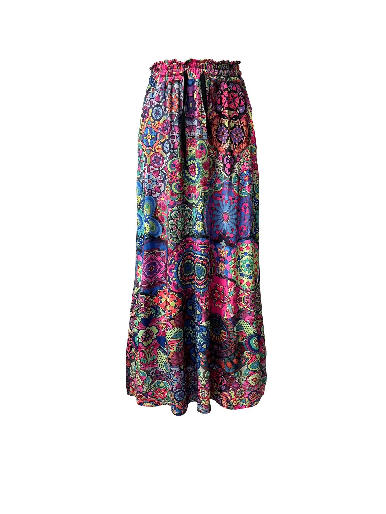 Casual Style Loose Bohemian Wide Leg Pants Women's Digital Printing Feather Pattern Skirt Elastic Waist Pleated Mini Dress display picture 10