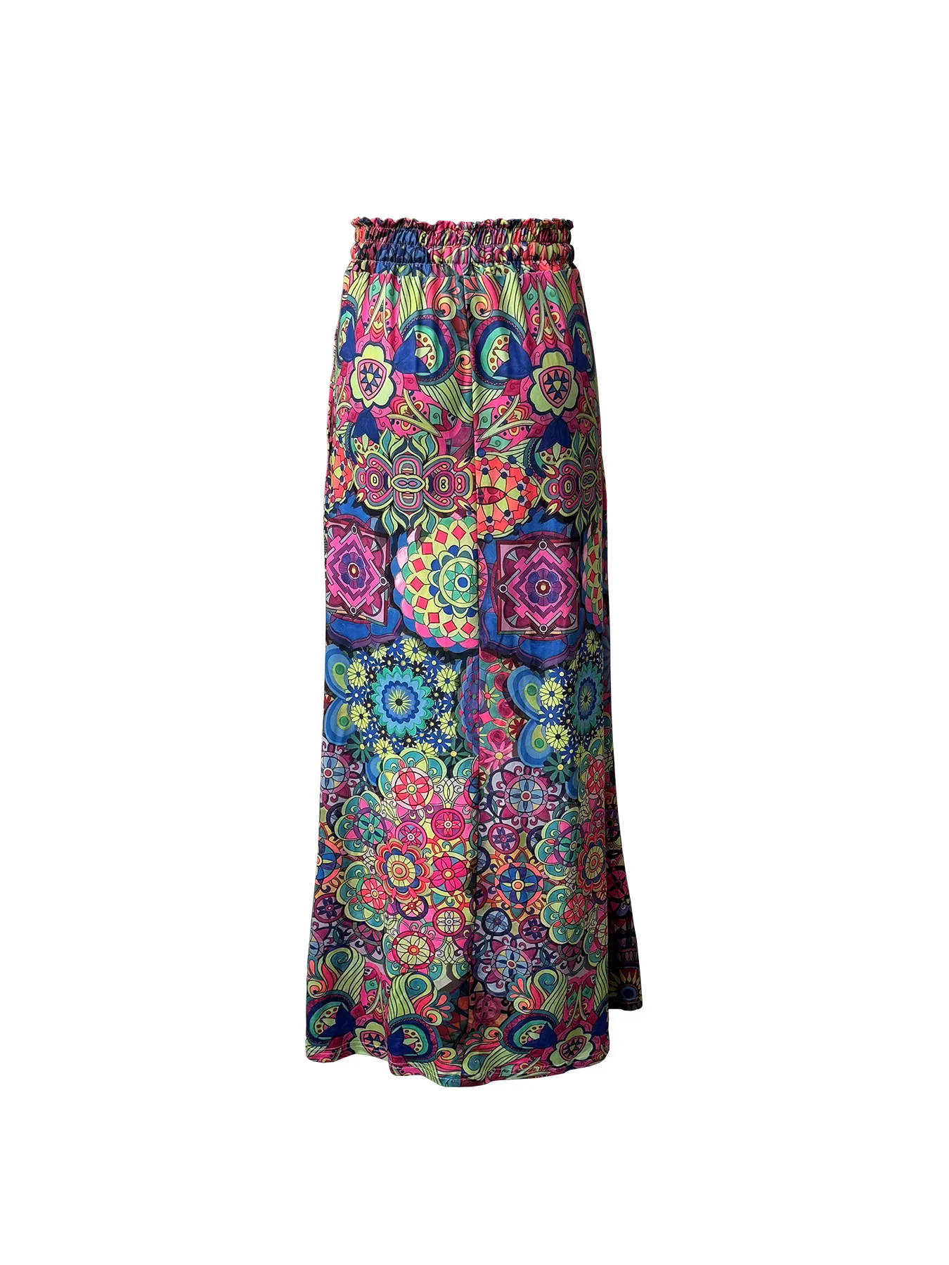 Casual Style Loose Bohemian Wide Leg Pants Women's Digital Printing Feather Pattern Skirt Elastic Waist Pleated Mini Dress display picture 11